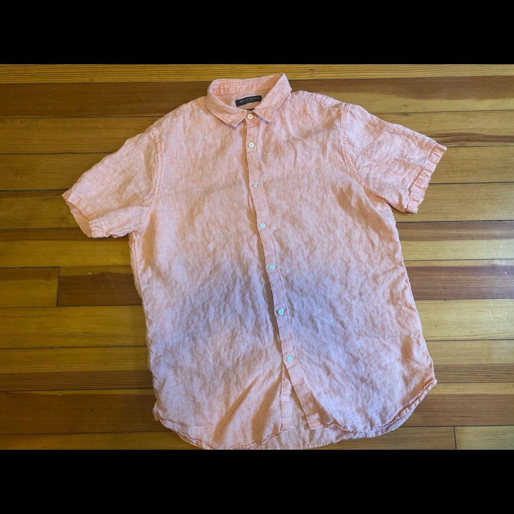 Banana Republic Men’s Button Down Short Sleeve Shirt-Large, Camden Fit